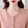 office wear uniform yound lady pink suit jacket skirt set free shipping