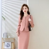 office wear uniform yound lady pink suit jacket skirt set free shipping