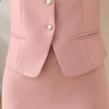 office wear uniform yound lady pink suit jacket skirt set free shipping