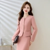 office wear uniform yound lady pink suit jacket skirt set free shipping