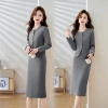 office wear uniform yound grey color lady suit jacket skirt set free shipping