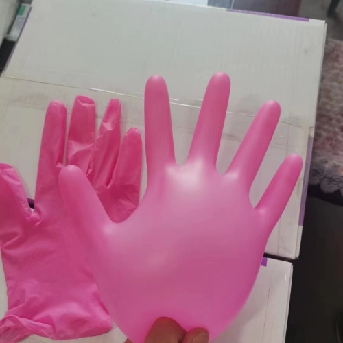 pink nitrile gloves rose color nitrile gloves / synthetic gloves supplier factory wholesale