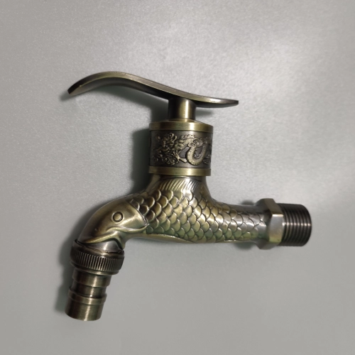 G1/2 fish pattern high quality alloy metal fast on tap garden faucet